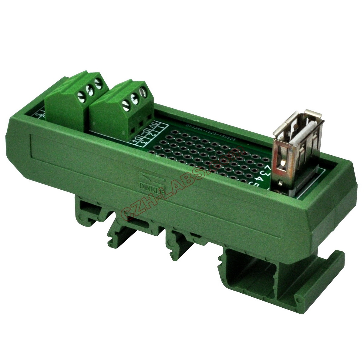 Slim DIN Rail Mount USB Type A Female Vertical Jack Breakout Board Interface Module.