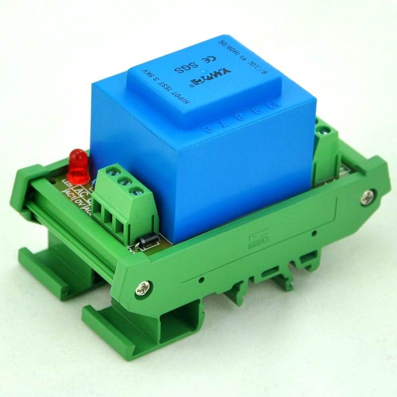CZH P 230VAC, S 2x 12VAC, 5VA DIN Rail Mount Power Transformer Module, D-1005T/P.