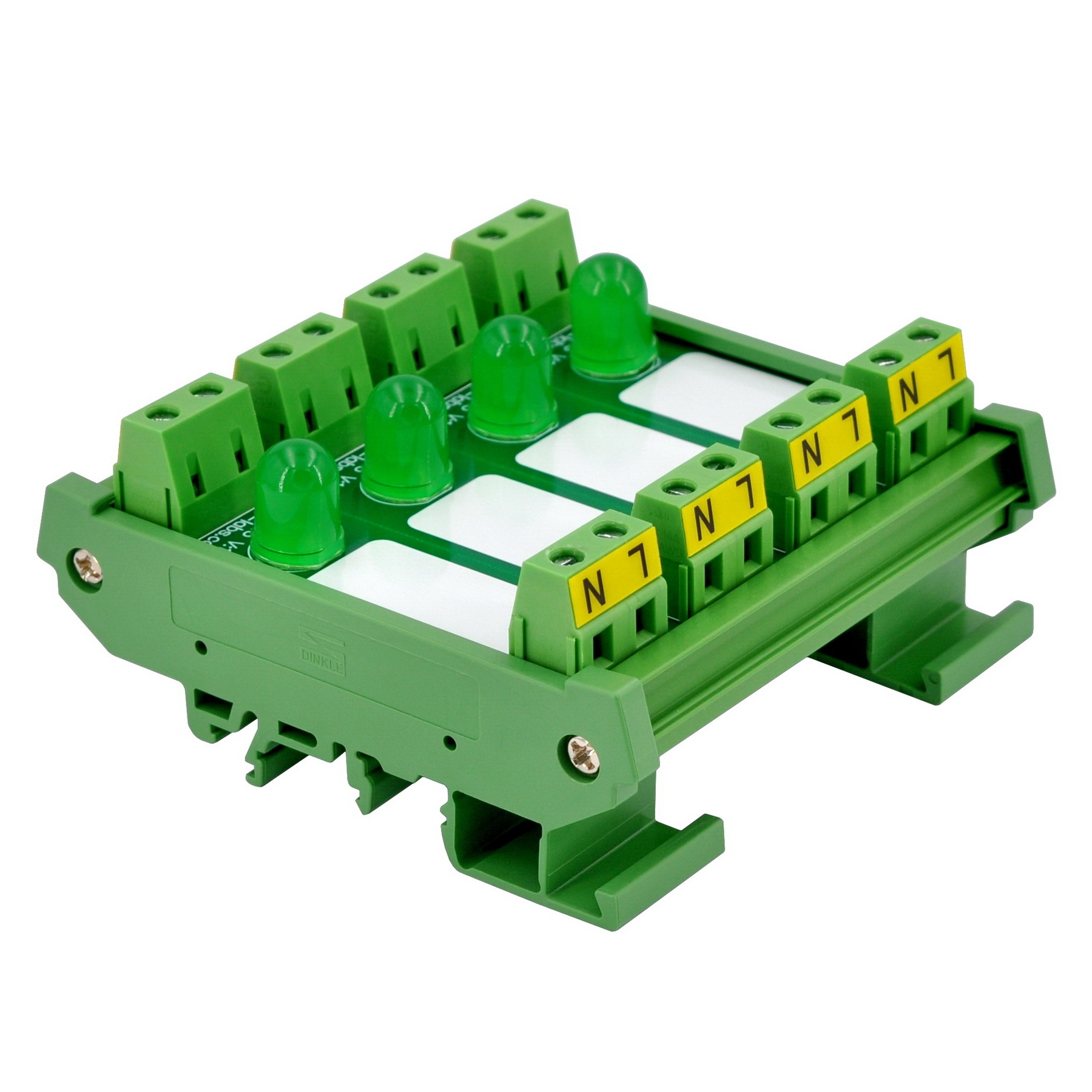 DIN Rail Mount AC 60-280V 4 Channel Green 10mm LED Indicator Light Module