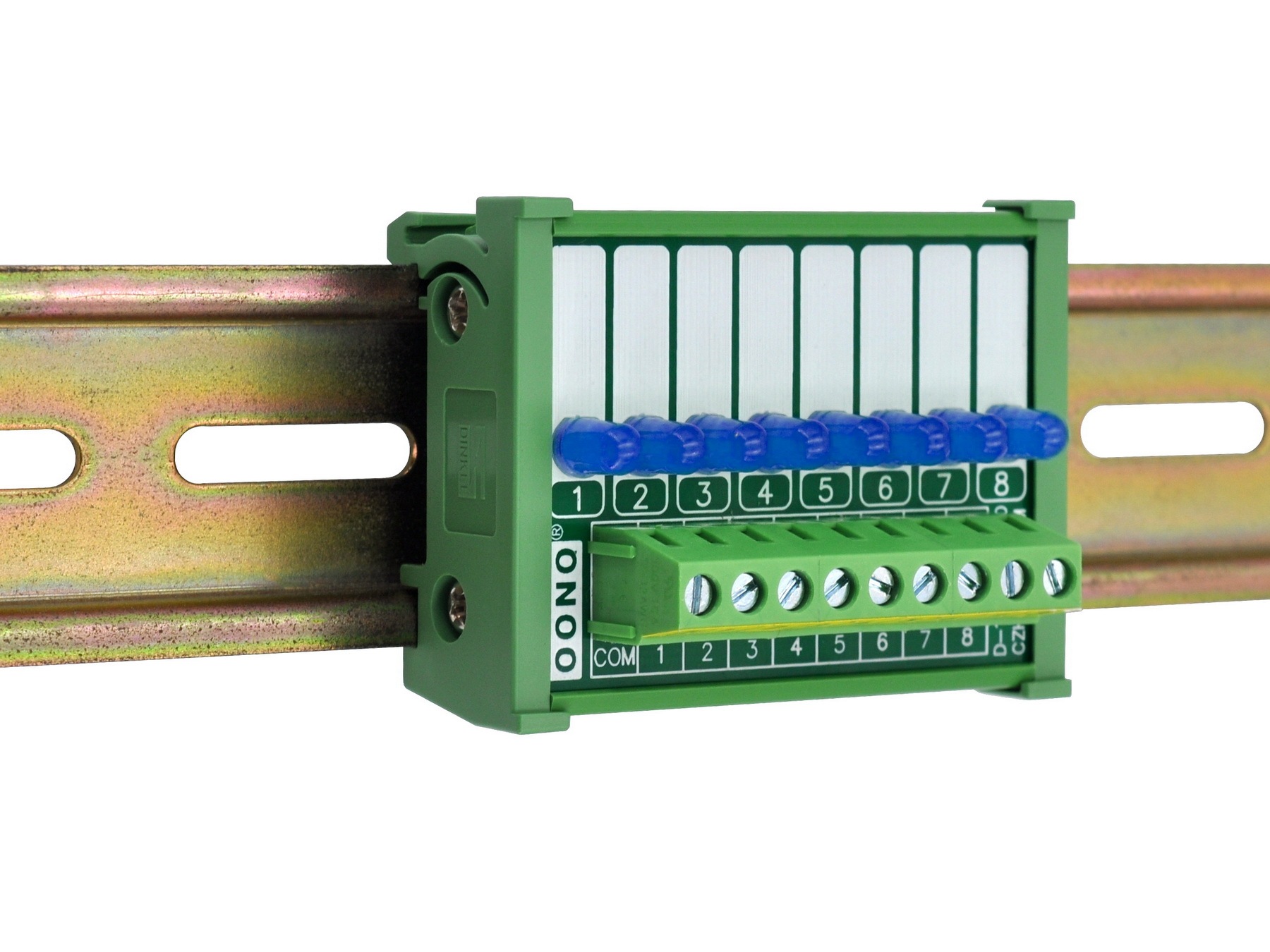 DIN Rail Mount 8 Blue LED Indicator Light Module, Support 5-50VDC Common Positive and Negative