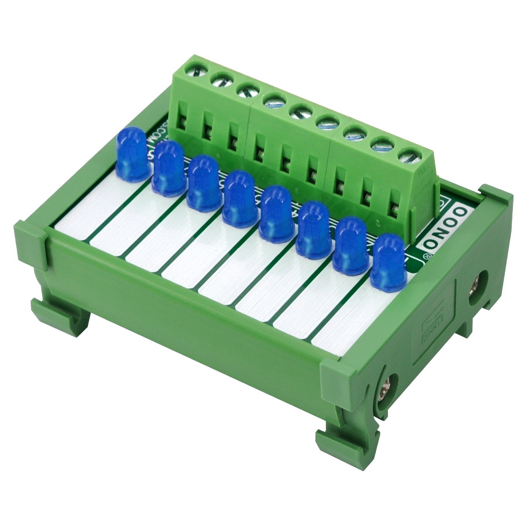 DIN Rail Mount 8 Blue LED Indicator Light Module, Support 5-50VDC Common Positive and Negative