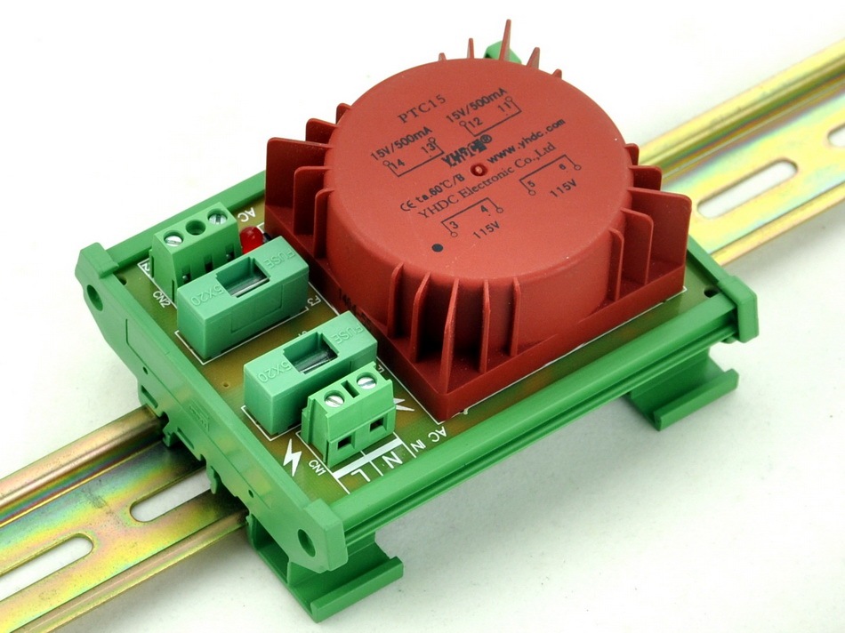 CZH P 230VAC, S 30VAC, 15VA DIN Rail Mount Toroidal Power Transformer Module.