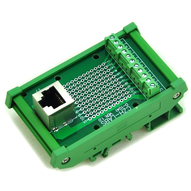 CZH-LABS RJ50 10P10C DIN Rail Mount Interface Module, Vertical Jack.