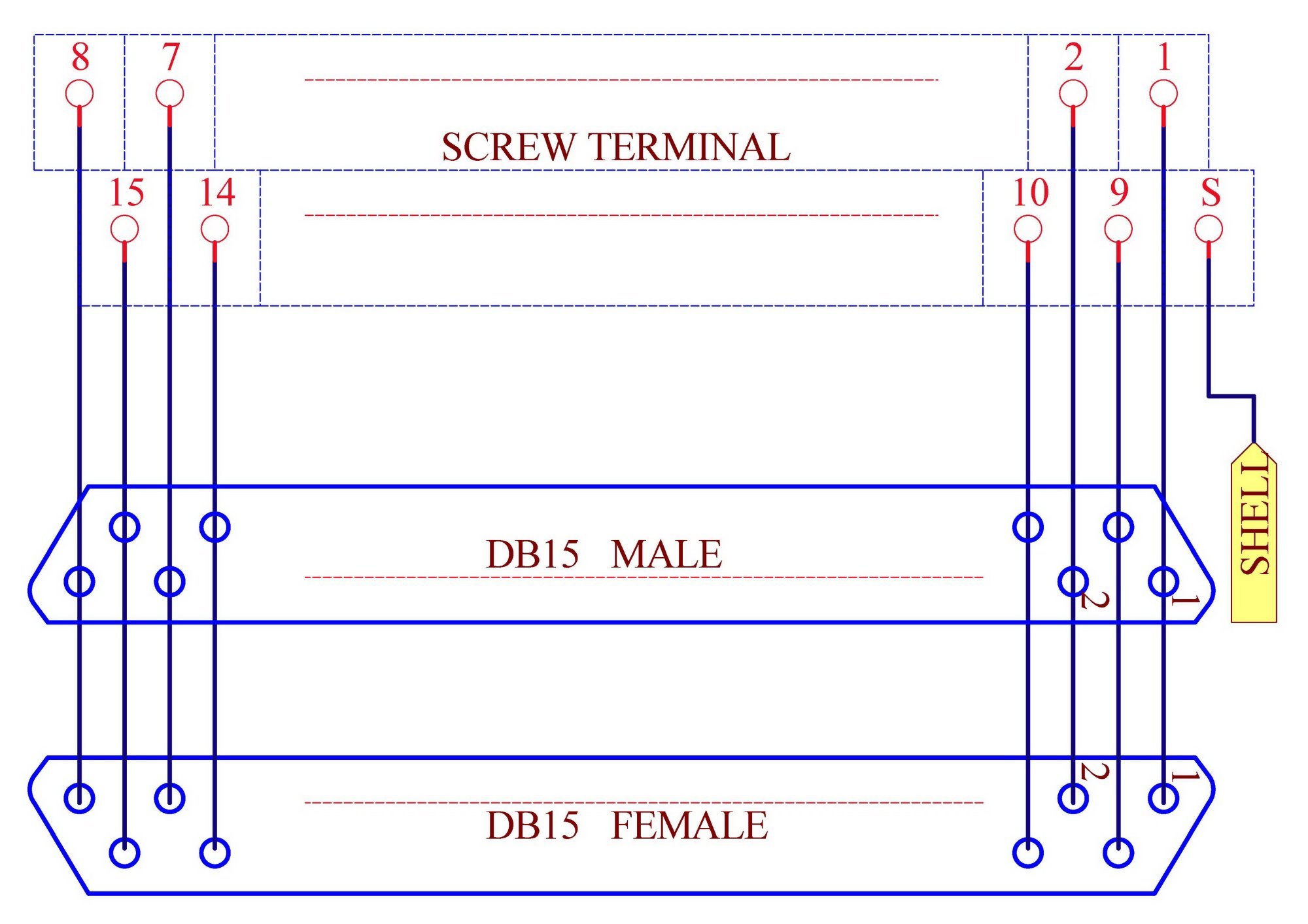 ELECTRONICS-SALON D-SUB DB15 Male/Female Header Breakout Board, DSUB.