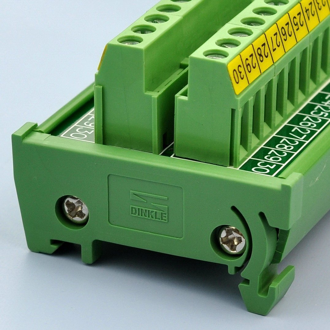 CZH-LABS DIN Rail Mount 24A/400V 30 Position Screw Terminal Block Distribution Module.