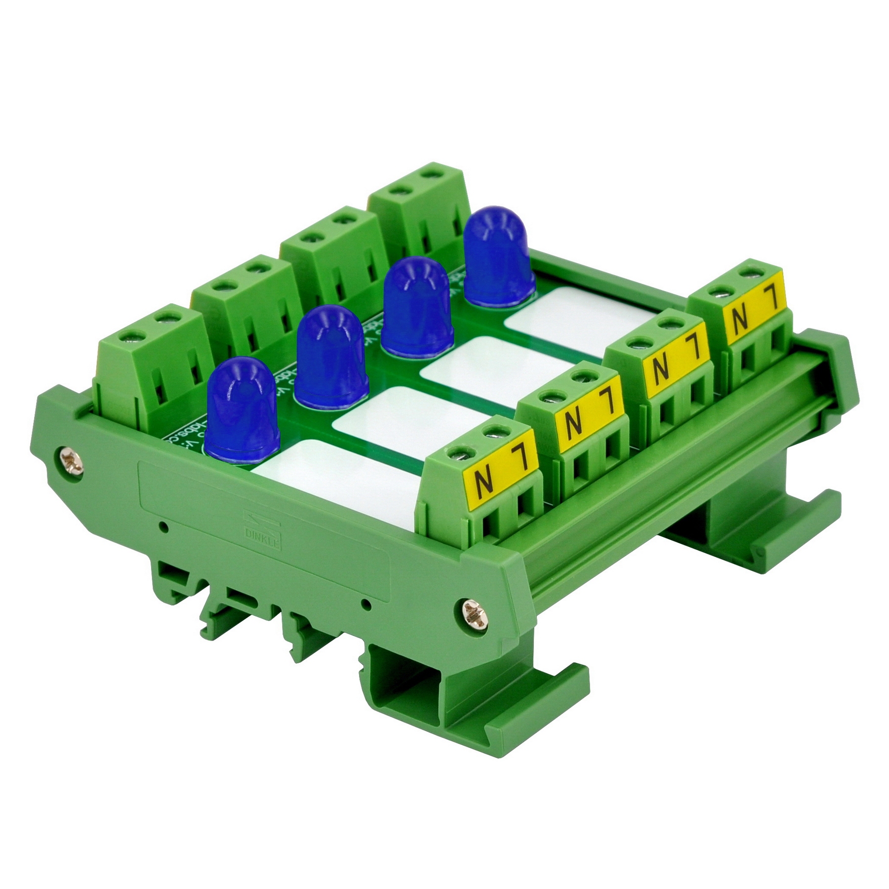 DIN Rail Mount AC 60-280V 4 Channel Blue 10mm LED Indicator Light Module