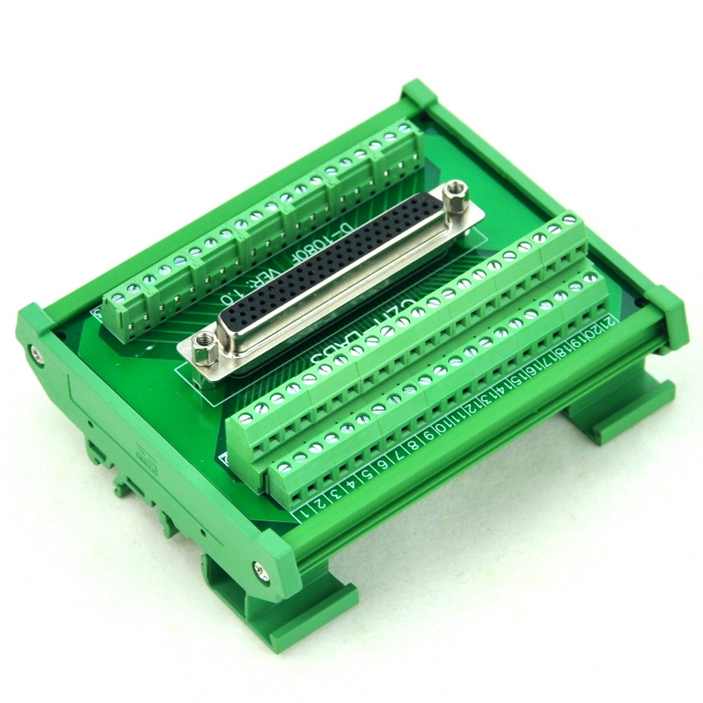 CZH-LABS DIN Rail Mount D-SUB DB62HD Female Header Interface Module, DSUB Breakout Board.