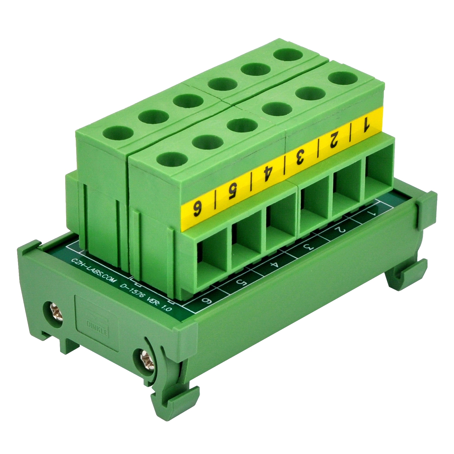 DIN Rail Mount 52Amp 300V 6 Position Screw Terminal Block Distribution Module