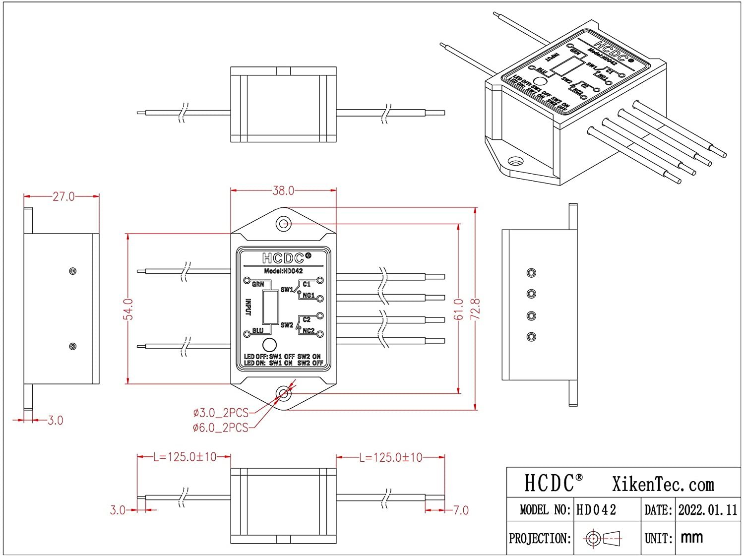 DPST 1NO 1NC 8 Amp Power Relay Module (AC/DC 5V)