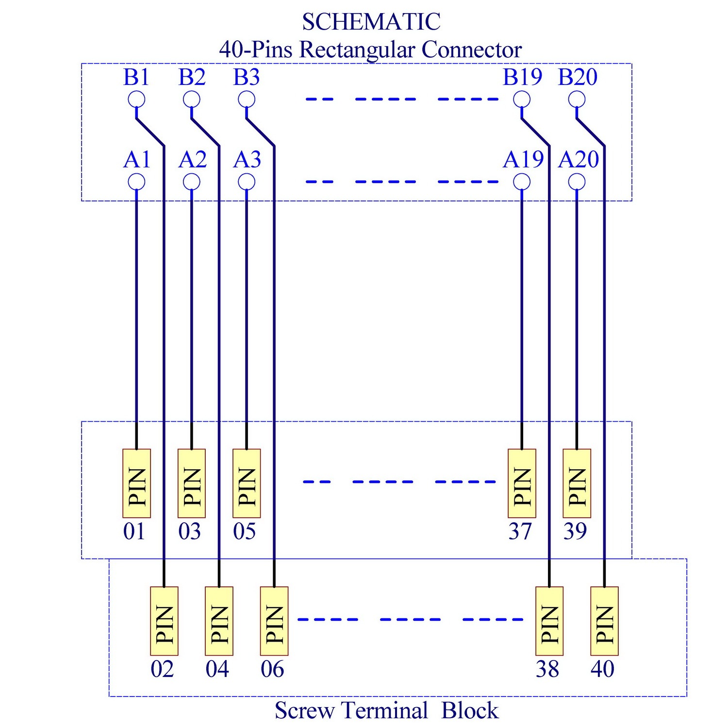 Compatible XW2B-40F5-P 40Pin Rectangular Connector-Terminal Block Conversion Module, for PLC Wiring. MD-D1234T-1