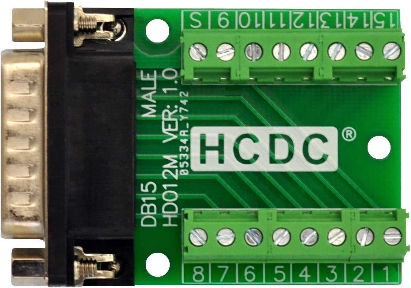 Slim Right Angle D-SUB Header Breakout Board Terminal Block DSUB Connector Module (DB15 Male)