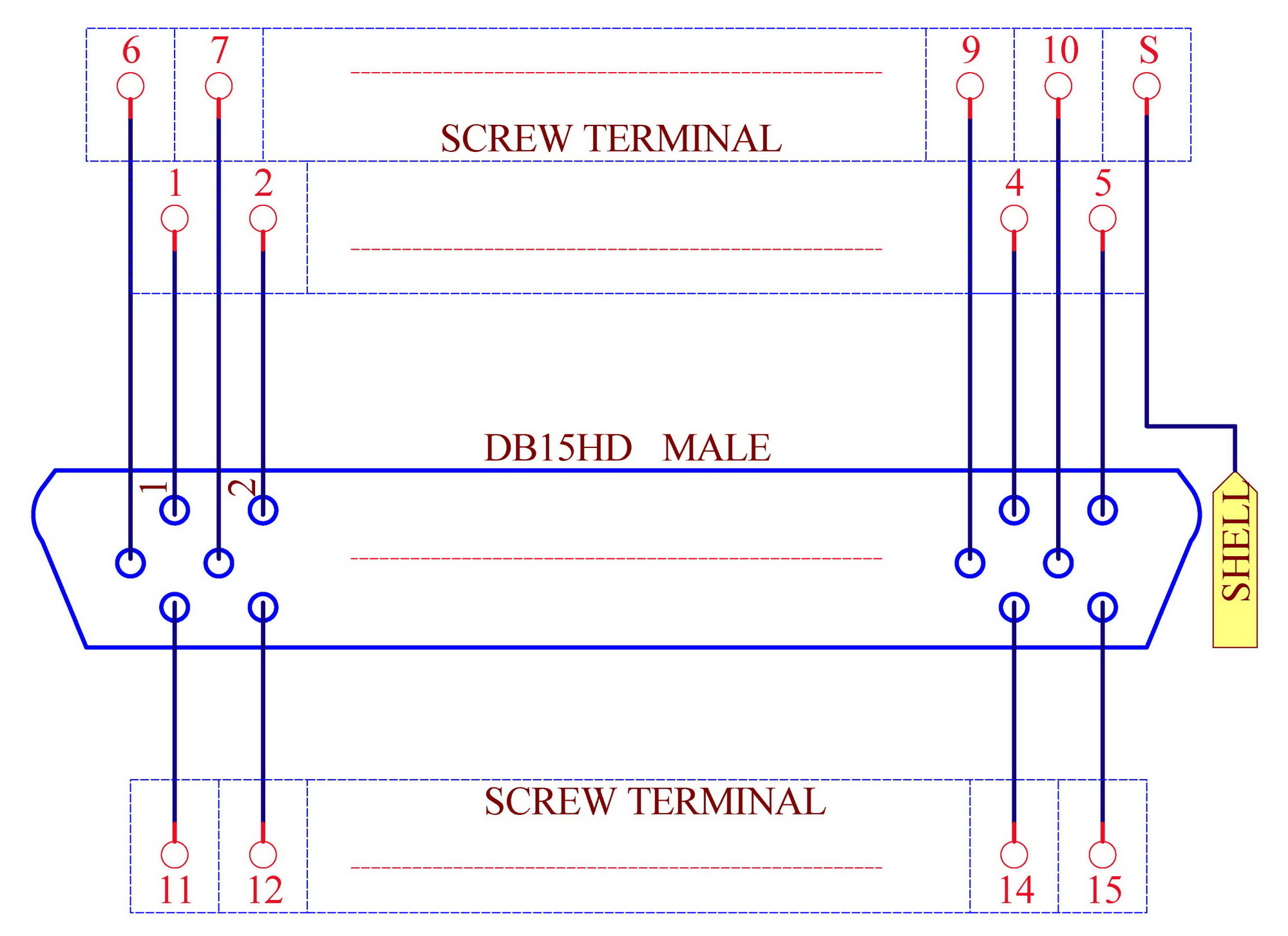 ELECTRONICS-SALON DIN Rail Mount D-SUB DB15HD Male Header Interface Module, DSUB Breakout Board.