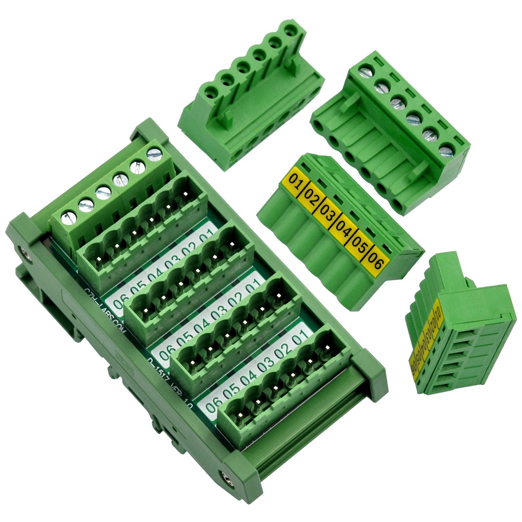 Slim DIN Rail Mount 10A/300V 5x6 Position Pluggable Screw Terminal Block Distribution Module