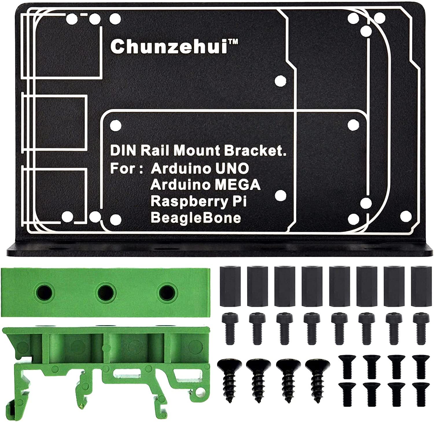 DIN Rail Mount Bracket for Raspberry Pi 1A+ 1B+ 2B 3B 3B+ 4B Zero, UNO Mega-2560 BeagleBone Black