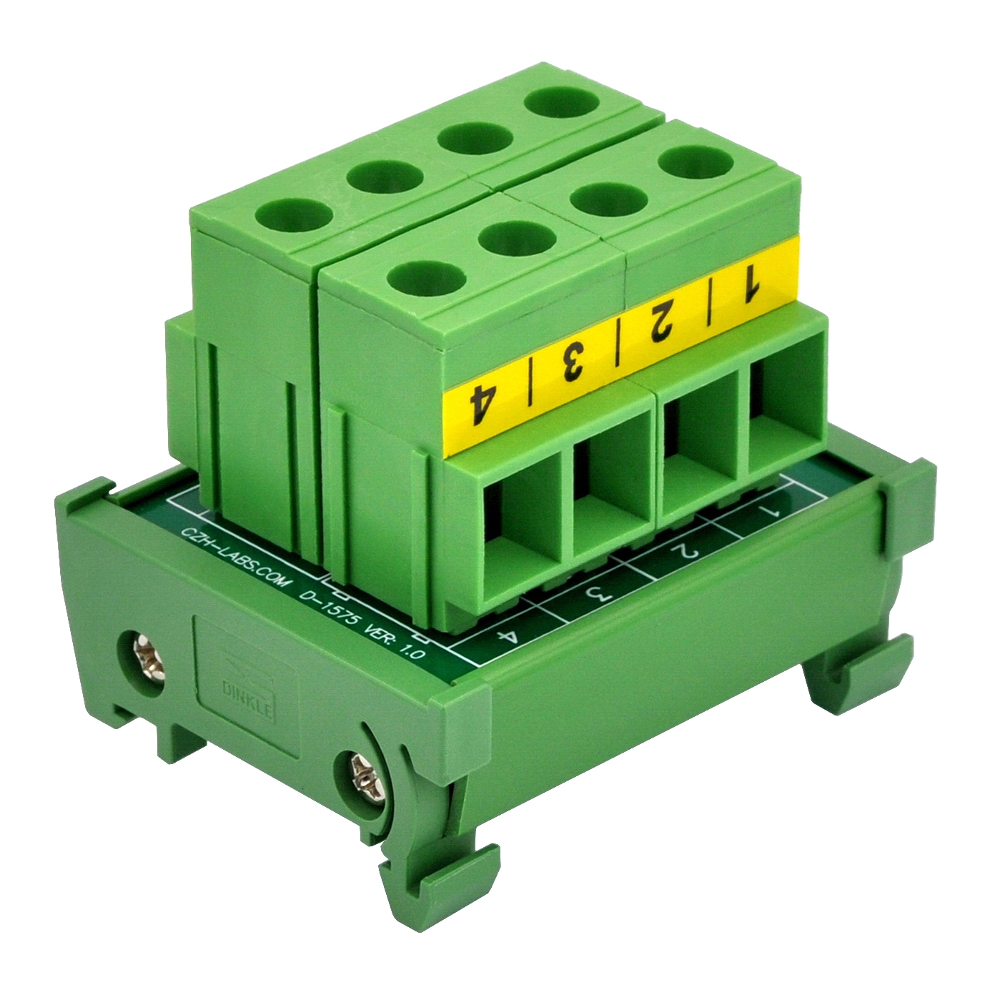 DIN Rail Mount 52Amp 300V 4 Position Screw Terminal Block Distribution Module