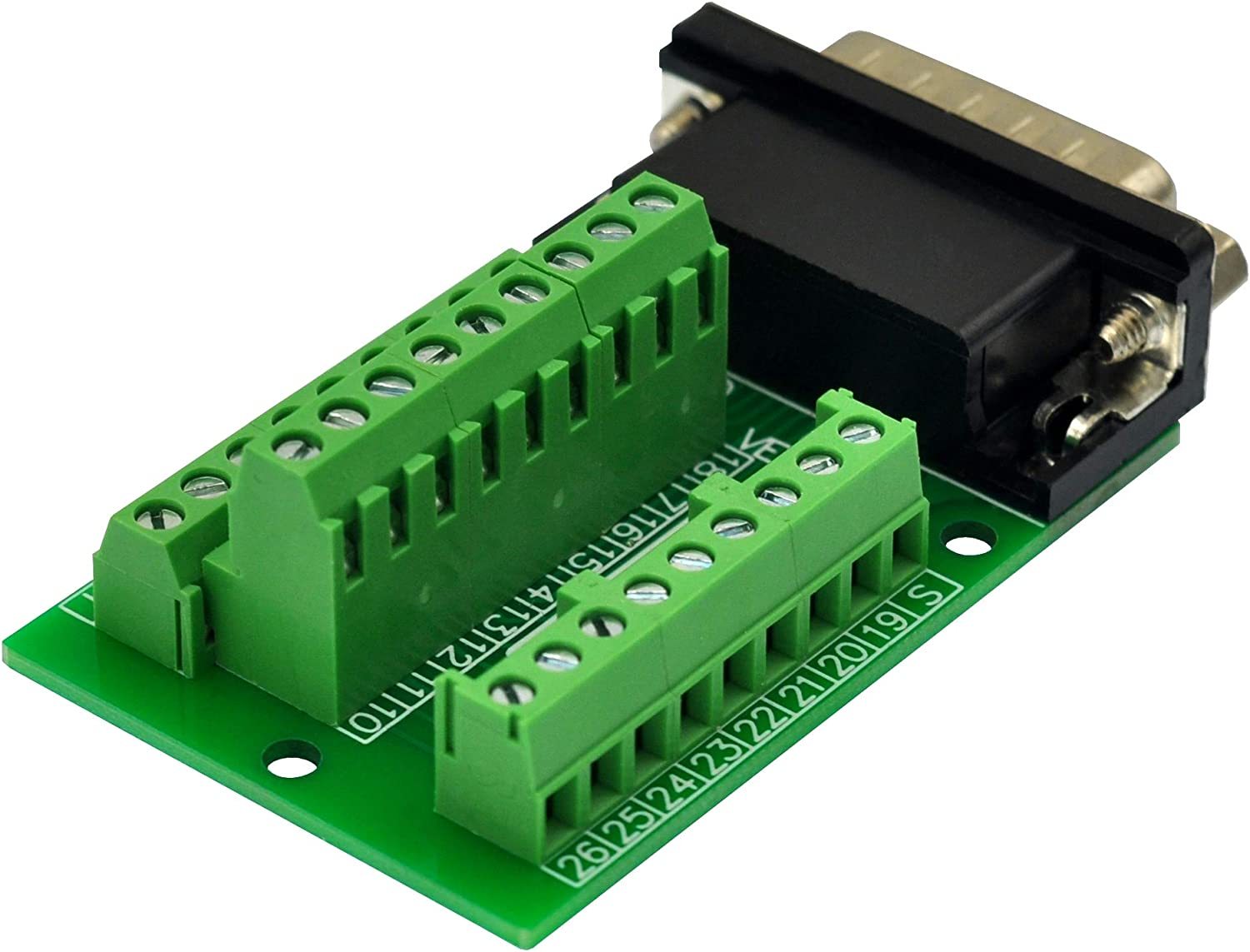 Slim Right Angle D-SUB Header Breakout Board Terminal Block DSUB Connector Module (DB26HD Male)