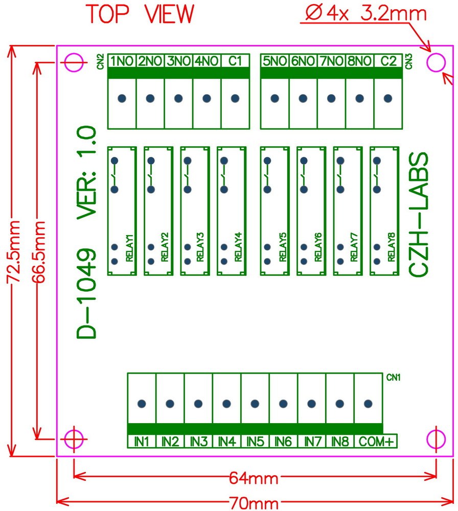 CZH-LABS Slim Panel Mount DC12V Sink/NPN 8 SPST-NO 5A Power Relay Module, APAN3112