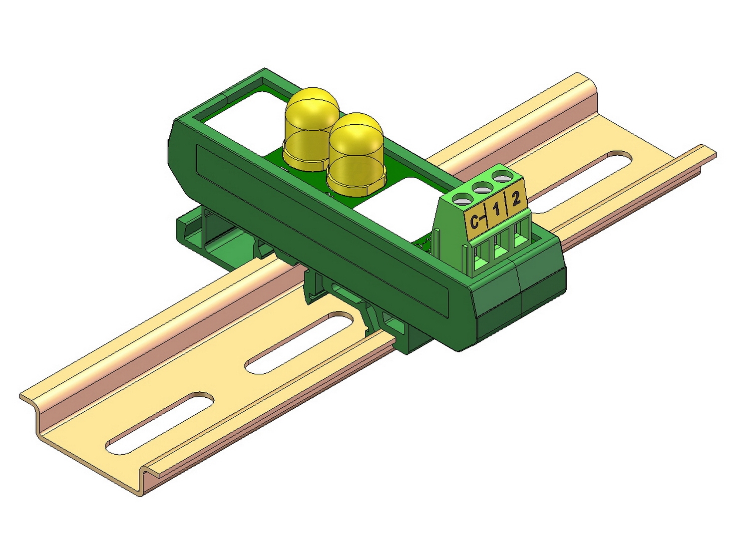 DIN Rail Mount DC 5-32V Common Negative 2 Yellow 10mm LED Indicator Light Module