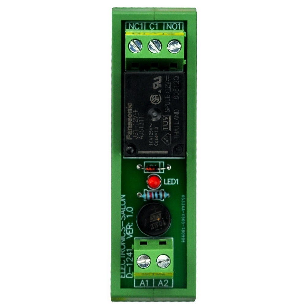 ELECTRONICS-SALON AC/DC 12V Slim DIN Rail Mount 10Amp SPDT Power Relay Interface Module, JS1-12V-F.