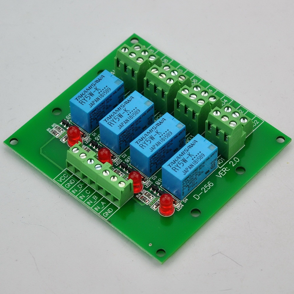 ELECTRONICS-SALON 4 DPDT Signal Relay Module Board, DC 5V Version, for Arduino Raspberry-Pi 8051 PIC.