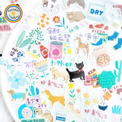YWJL168 18 Designs Box packingOffice School Girl Student Hand Account DIY Cartoon Food Emoji Washi Paper Stickers