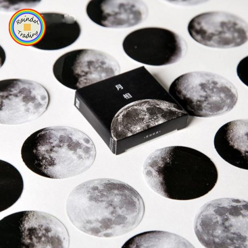 YWJL175 Moon Shapes 45pcs in Box packing Cute Kawaii Office School Girl Student Hand Account DIY Cartoon Washi Paper Stickers