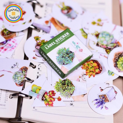 YWJL182 Various Succulents Plants Series 40pcs in Box packing Cute Kawaii Office School Girl Student Hand Account DIY Cartoon Washi Paper Stickers