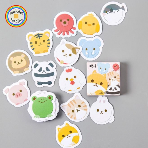 YWJL202 Fat Panda Tigers Chick Animal Series 45pcs in Box packing Kawaii Novelty Office School Girl Student Hand Account DIY Washi Paper Stickers