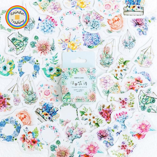 YWJL195 Floral Flowers Clusters Plants Series 46pcs in Box packing Cute Kawaii Novelty Office School Girl Student Hand Account DIY Washi Paper Sticker