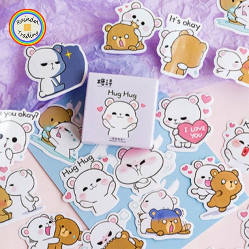 YWJL207 Huggie Bears Animal Series 45pcs in Box packing Cute Kawaii Novelty Office School Girl Student Hand Account DIY Washi Paper Stickers