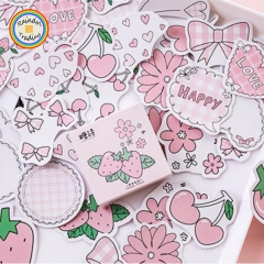 YWJL242 Cartoon Pink Strawberry Fruits Series 45pcs in Box packing Cute Kawaii Novelty Office School Girl Student Hand Account DIY Washi Paper Sticker
