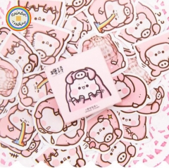 YWJL247 Cartoon Pink Pig Animal Series 45pcs in Box packing Cute Kawaii Novelty Office School Girl Student Hand Account DIY Washi Paper Sticker