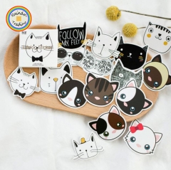 YWJL230 Cartoon Animal Cat Dog Heads Series 45pcs in Box packing Cute Kawaii Novelty Office School Girl Student Hand Account DIY Washi Paper Stickers