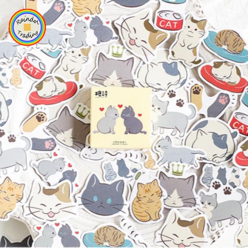 YWJL243 Cartoon Kiss Cats Series 45pcs in Box packing Cute Kawaii Novelty Office School Girl Student Hand Account DIY Washi Paper Stickers