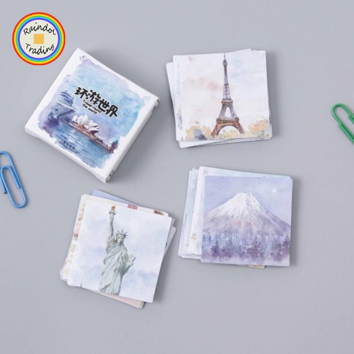 YWJL226 Travel Round the World Series 45pcs in Box packing Cute Kawaii Novelty Office School Girl Student Hand Account DIY Washi Paper Stickers