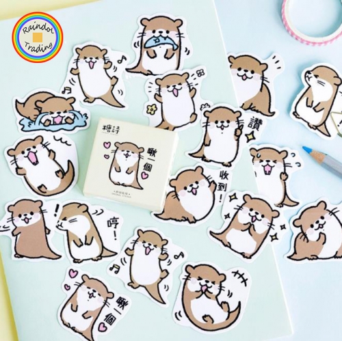 YWJL248 Cartoon Otter Animal Series 45pcs in Box packing Cute Kawaii Novelty Office School Girl Student Hand Account DIY Washi Paper Sticker