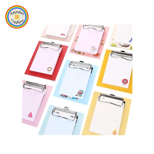 JHYL092 Pocket 5 Designs Cartoon Novelty Animals Girl Kawaii Cute Index N Times Post-it Sticky Message Notes with Clipboard