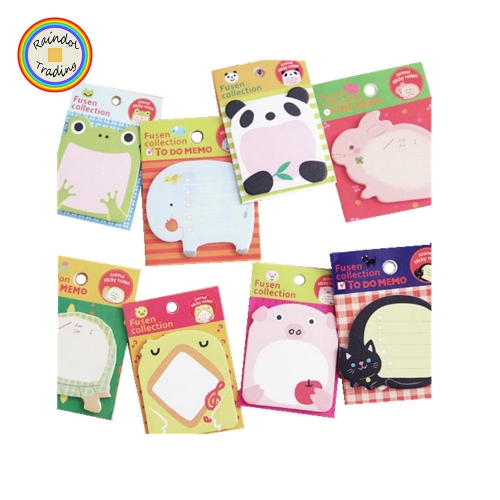 JHYL085 8 Designs Cartoon Novelty Panda Rabbit Frog Chick Pig Cat Turtle Elephant Animals Girl Kawaii Cute Index N Times Post-it Sticky Message Notes
