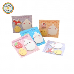 JHYL103 4 Deisgn Cartoon Novelty Girl Kawaii Cute Little Fat Rabbit Animal Shaped Index N Times Post-it Sticky Message Notes Stationery