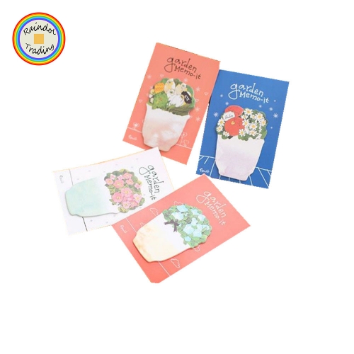 JHYL127 4 Deisgn Cartoon Novelty Girl Kawaii Cute Flower Clusters Floral Plants Shaped N Times Post-it Sticky Memorandum Message Notes