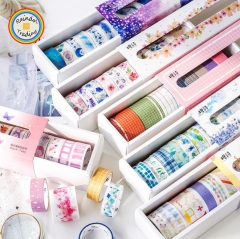 YWJL284 10 Rolles in 6 Designs Japanese Sakura Grids Series Girl Hand Account Photo Album DIY Functional Washi Paper Masking Stickers Tapes Rolls