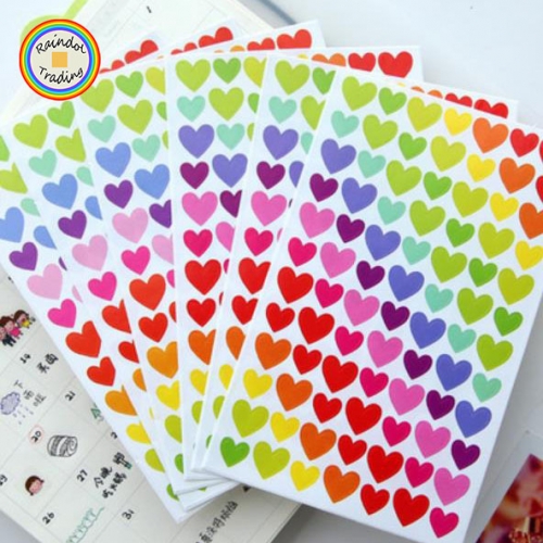 YWJL149 6 Sheet in Heart Circle Star Shaped Cartoon Cute Kawaii Novelty Kids Girl Student Hand Account Diary Photo Album DIY Paper Stickers
