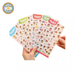 JHYL043 6 Sheets in Happy Life Series Cartoon Cute Kawaii Novelty Kids Girl Student Hand Account Diary Photo Album DIY PVC Stickers