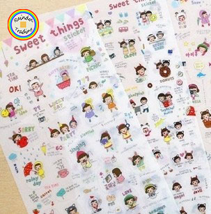 XZJY007 6 Sheets in Cartoon Girl Sweet Series Cute Kawaii Kids Girl Hand Account Diary Photo Album DIY Paper Stickers