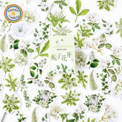 YWJL350 Cartoon Gardenia Flowers Series 46pcs in Box Cute Kawaii Novelty Office School Girl Student Hand Account DIY Washi Paper Stickers