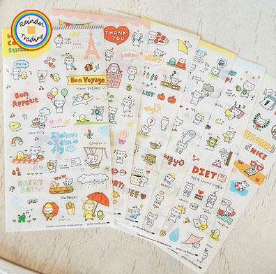 XZJY011 6 Sheets in Cartoon Animal Pig Series Cute Kawaii Kids Girl Hand Account Diary Photo Album DIY Paper Stickers