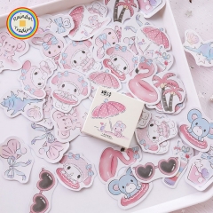 YWJL343 Cartoon Seaside Vacation Series 45pcs in Box Cute Kawaii Novelty Office School Girl Student Hand Account DIY Washi Paper Stickers