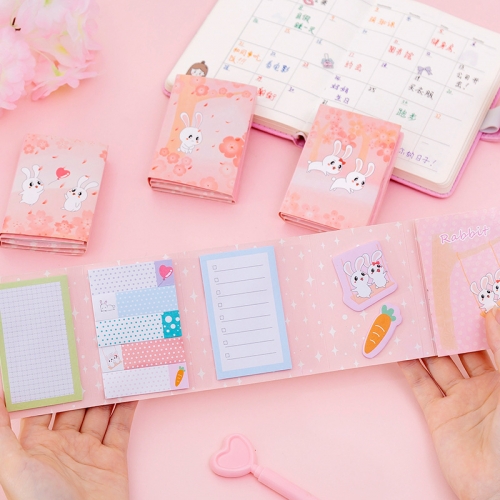 YWXK139 4 Designs Cartoon Novelty Girl Kawaii Cute Pink Sakura Rabbits Combined N Times Post-it Sticky Memorandum Message Notes