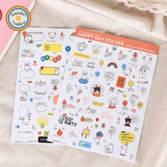 XZJY006 1 Sheets in Cartoon Animal Bears Happy Birthday Series Cute Kawaii Kids Girl Hand Account Diary Photo Album DIY Paper Stickers