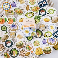 YWJL340 Cartoon Food Series 46pcs in Box packing Cute Kawaii Novelty Office School Girl Student Hand Account DIY Washi Paper Stickers